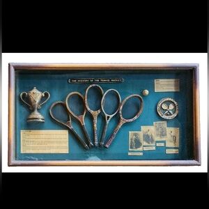 Vintage Tennis Racket Shadow Box Display